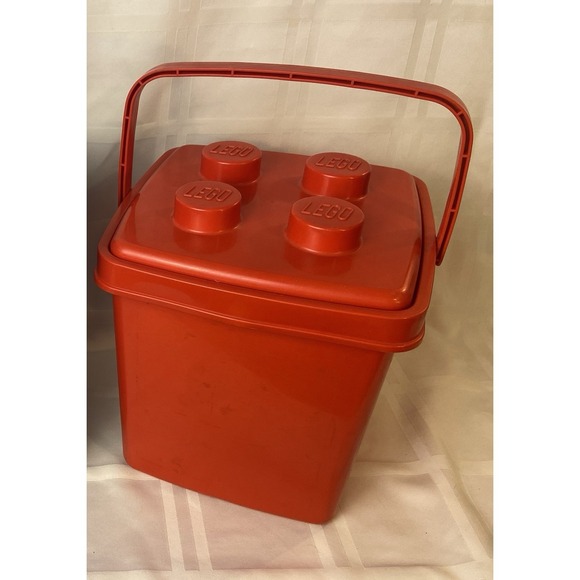 Lego Other - Vintage 1987 LEGO Storage Bucket Red 4 Stud Brick Lid Denmark